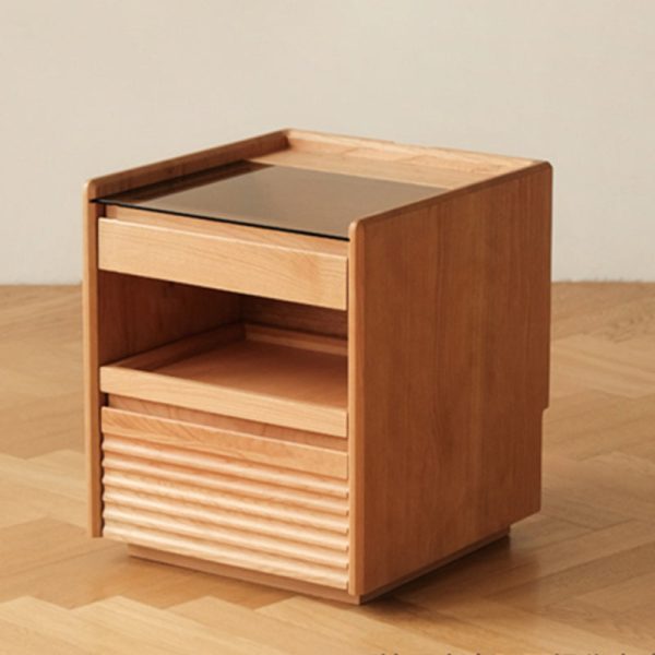 Contemporary Retro Solid Wood Cube Nightstand 3-Drawer For Bedroom - Image 29
