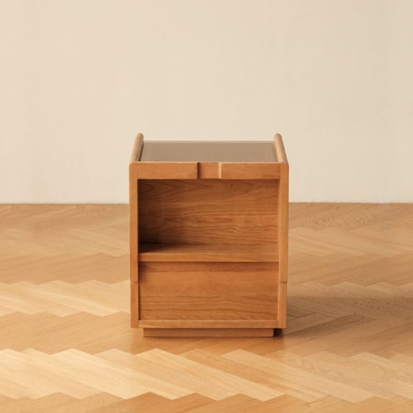 Contemporary Retro Solid Wood Cube Nightstand 3-Drawer For Bedroom - Image 31