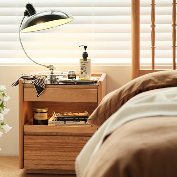Contemporary Retro Solid Wood Cube Nightstand 3-Drawer For Bedroom - Image 24