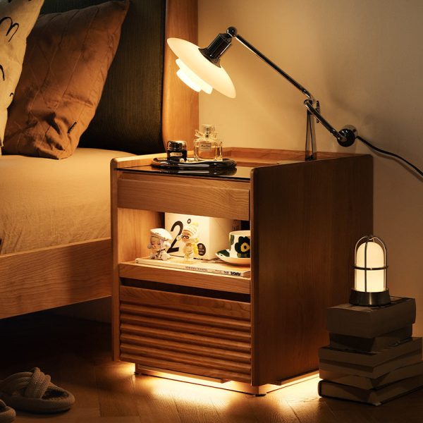 Contemporary Retro Solid Wood Cube Nightstand 3-Drawer For Bedroom - Image 22