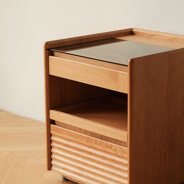 Contemporary Retro Solid Wood Cube Nightstand 3-Drawer For Bedroom - Image 5
