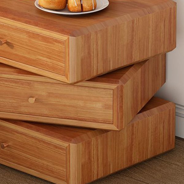 Contemporary Retro Square Solid Wood Rotatable Nightstand 3-Drawer Multifunctional Storage Cabinet For Bedroom - Image 6