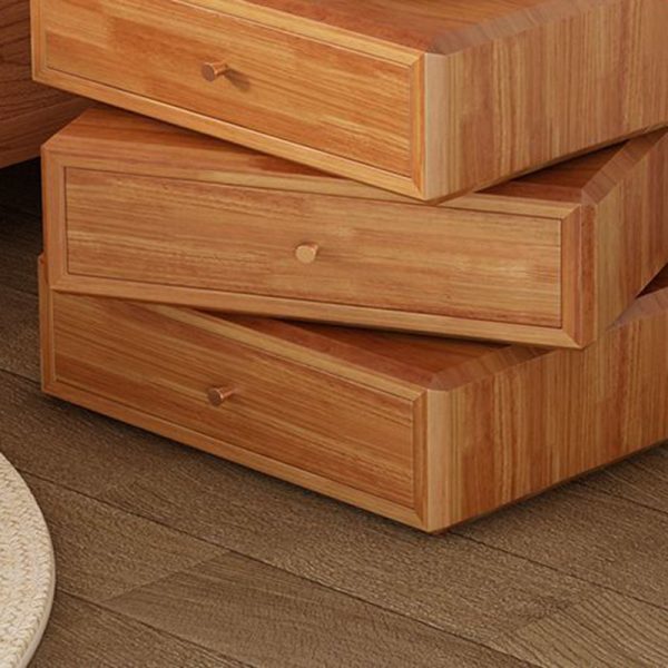 Contemporary Retro Square Solid Wood Rotatable Nightstand 3-Drawer Multifunctional Storage Cabinet For Bedroom - Image 7