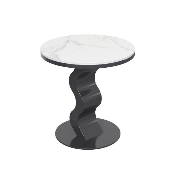 Contemporary Luxury Sintered Stone Top Corrugated Base Coffee Table For Living Room - Image 12