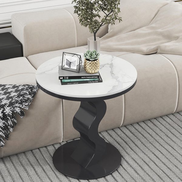 Contemporary Luxury Sintered Stone Top Corrugated Base Coffee Table For Living Room - Image 8