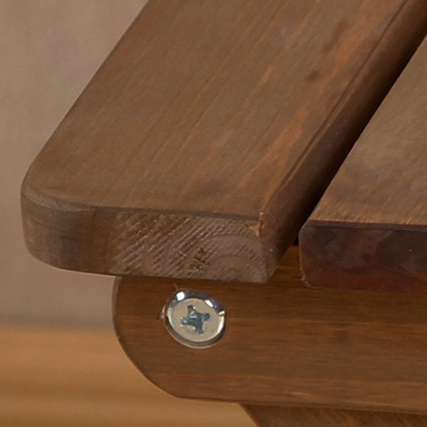 Traditional Rustic Solid Wood Slat Square Foldable End Table For Outdoor - Image 10