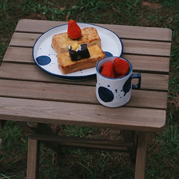 Traditional Rustic Solid Wood Slat Square Foldable End Table For Outdoor - Image 5