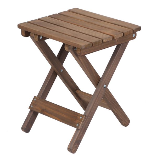 Traditional Rustic Solid Wood Slat Square Foldable End Table For Outdoor - Image 15