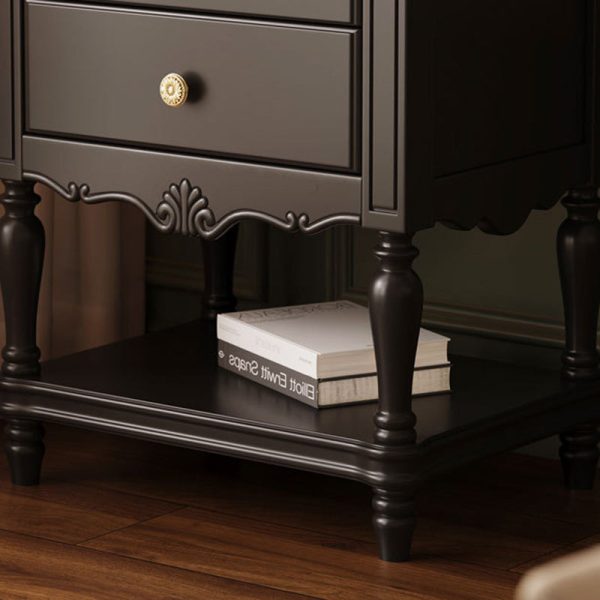 Traditional French Solid Wood Rectangle Nightstand 2-Drawer For Bedroom - Image 6