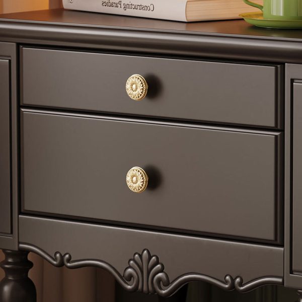 Traditional French Solid Wood Rectangle Nightstand 2-Drawer For Bedroom - Image 8