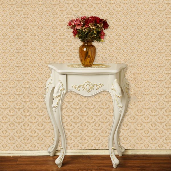 Traditional European Solid Wood Top Arc Carved Legs Console Table End Table For Entryway - Image 11