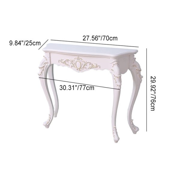 Traditional European Solid Wood Top Arc Carved Legs Console Table End Table For Entryway - Image 5