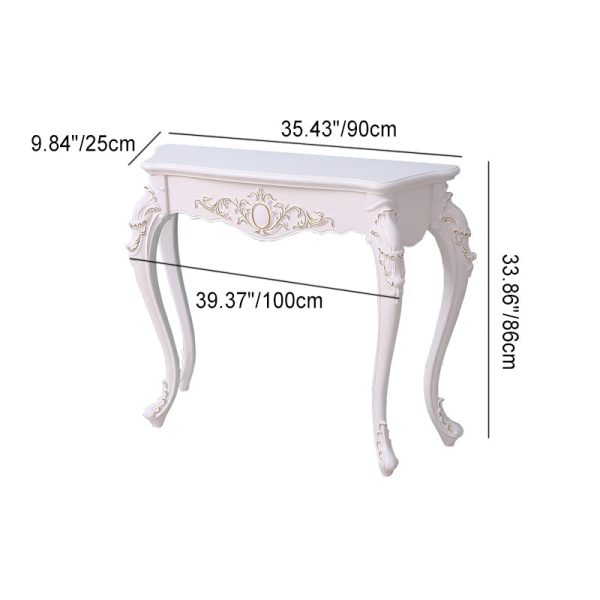 Traditional European Solid Wood Top Arc Carved Legs Console Table End Table For Entryway - Image 7