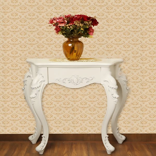 Traditional European Solid Wood Top Arc Carved Legs Console Table End Table For Entryway - Image 13