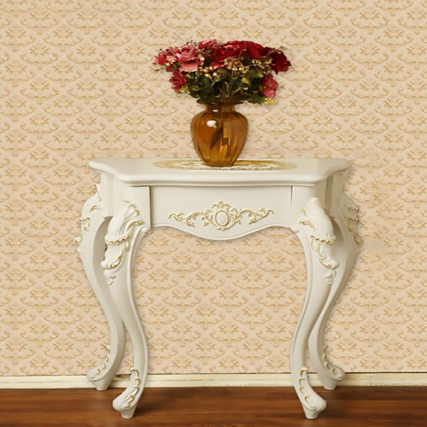 Traditional European Solid Wood Top Arc Carved Legs Console Table End Table For Entryway - Image 14