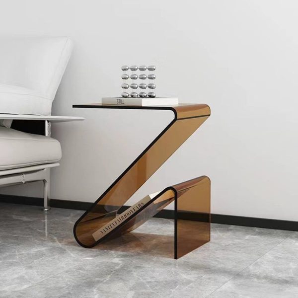 Contemporary Nordic Acrylic Z-Shaped End Table Storage Shelf For Living Room - Image 2