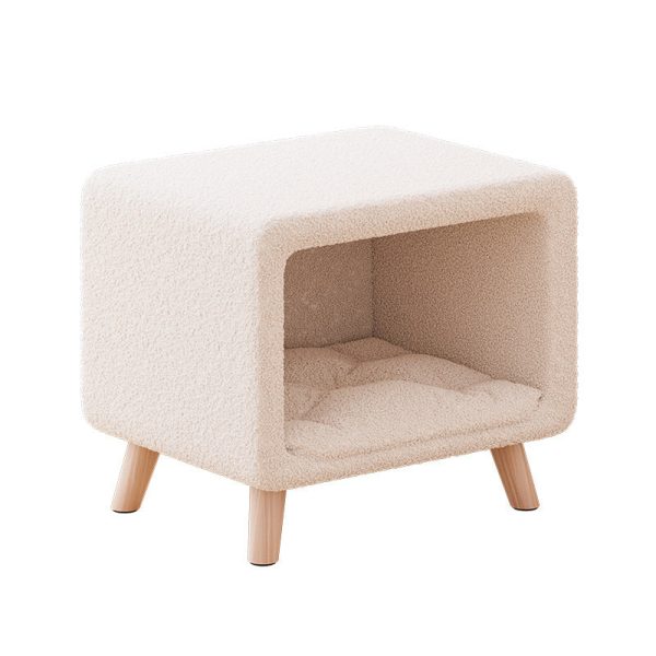 Traditional French Square Wool Solid Wood Frame Nightstand 1-Cabinet For Bedroom - Image 11