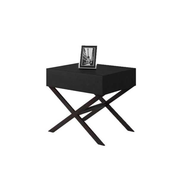 Contemporary Simplicity Square Solid Wood Crossed-Leg Nightstand Drawer For Bedroom - Image 9