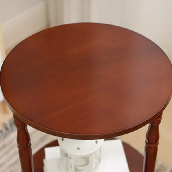 Traditional European Solid Wood Round Top Tripod Base End Table 2-Tier For Living Room - Image 5