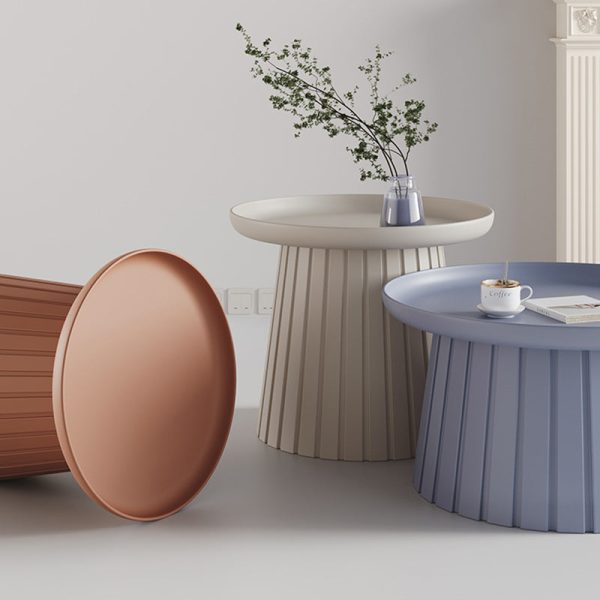 Contemporary Scandinavian Mushroom Shaped Plastic Round Pedestal Coffee Table For Living Room - Image 11