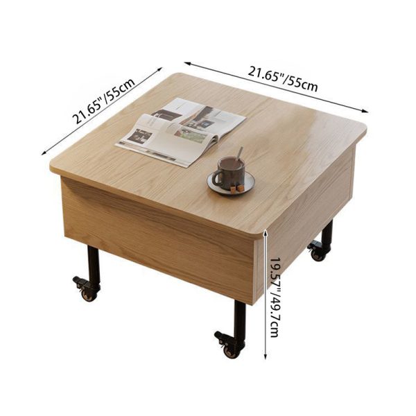 Traditional Japanese Square Solid Wood Ecological Board Top Extendable Coffee Table For Living Room - Image 4