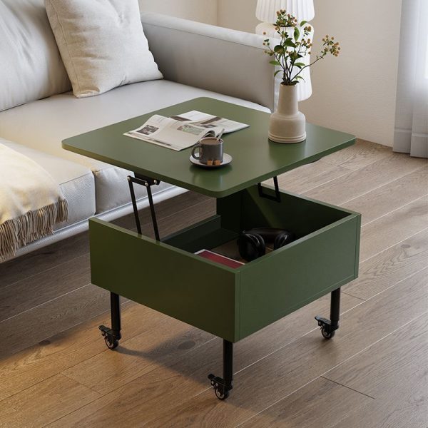 Traditional Japanese Square Solid Wood Ecological Board Top Extendable Coffee Table For Living Room - Image 14