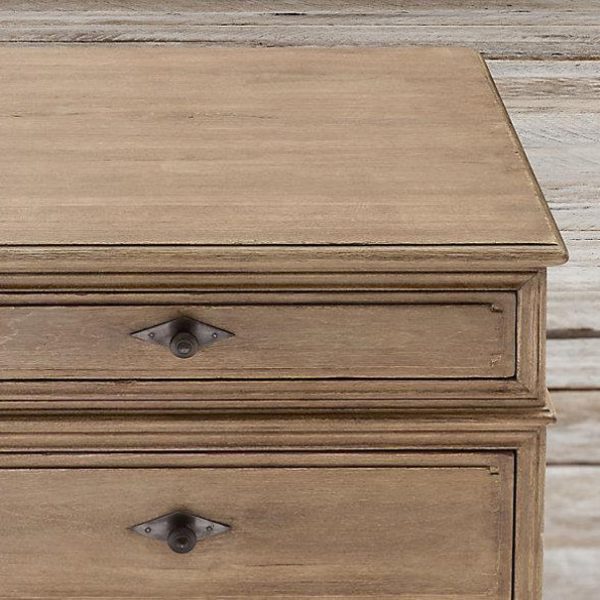 Traditional Rustic Full Solid Wood Square Nightstand 3-Drawer For Bedroom - Image 6