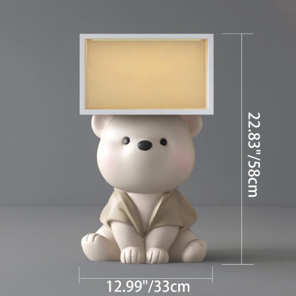 Contemporary Creative Bear Resin Rectangular Nightstand Cabinet For Bedroom - Image 4