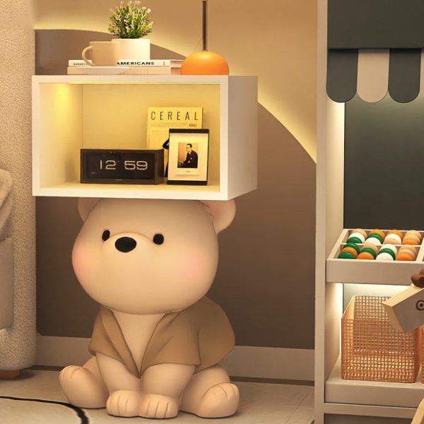 Contemporary Creative Bear Resin Rectangular Nightstand Cabinet For Bedroom - Image 13
