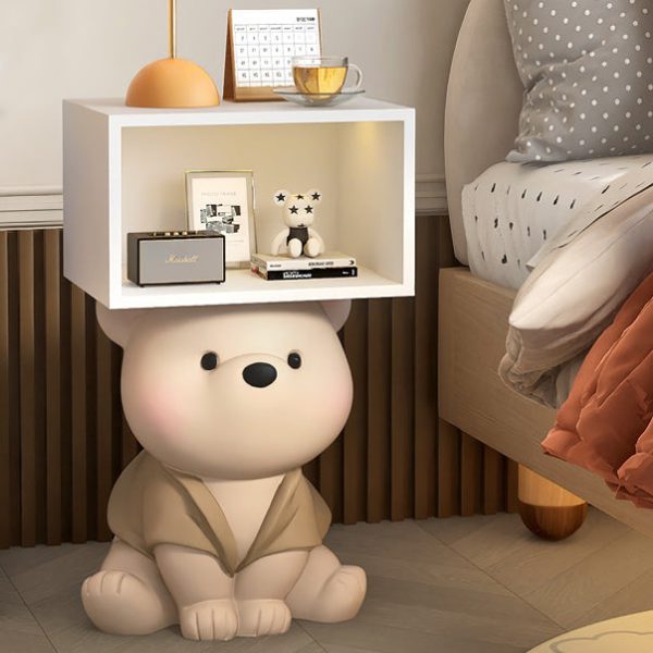 Contemporary Creative Bear Resin Rectangular Nightstand Cabinet For Bedroom - Image 15