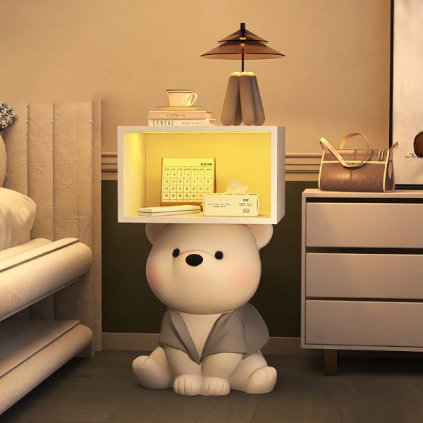 Contemporary Creative Bear Resin Rectangular Nightstand Cabinet For Bedroom - Image 16