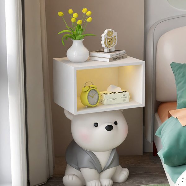 Contemporary Creative Bear Resin Rectangular Nightstand Cabinet For Bedroom - Image 2