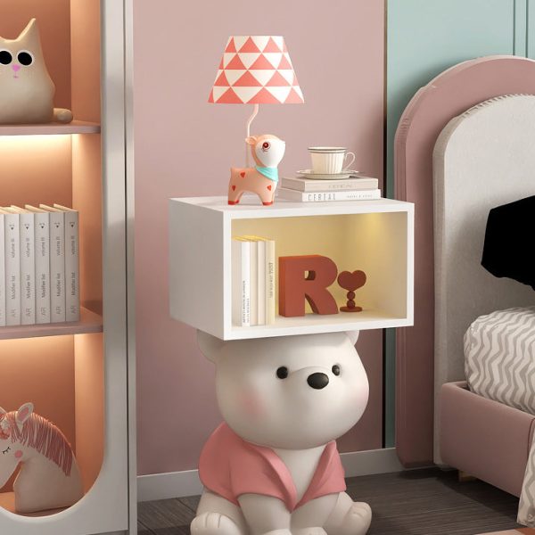 Contemporary Creative Bear Resin Rectangular Nightstand Cabinet For Bedroom - Image 3