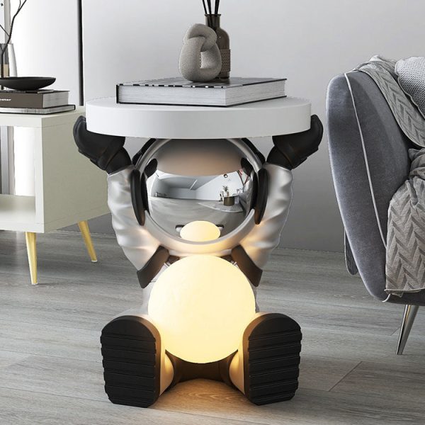 Contemporary Creative Fir Board Round Top Elephant Resin Base Side Table For Living Room - Image 29