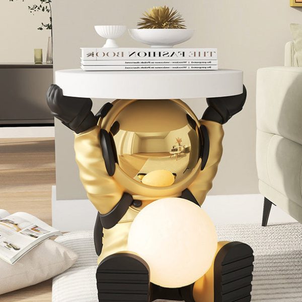 Contemporary Creative Fir Board Round Top Elephant Resin Base Side Table For Living Room - Image 30