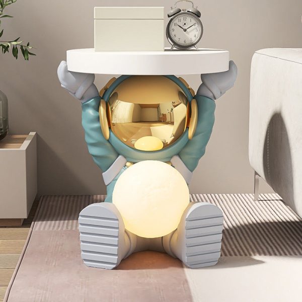 Contemporary Creative Fir Board Round Top Elephant Resin Base Side Table For Living Room - Image 21
