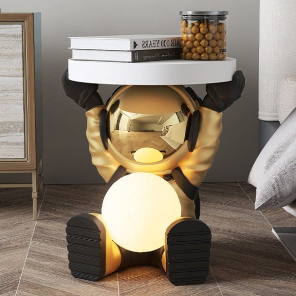 Contemporary Creative Fir Board Round Top Elephant Resin Base Side Table For Living Room - Image 26
