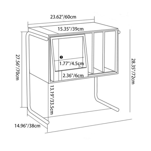 Traditional Japanese Rectangular Solid Wood Stainless Steel End Table Storage Cabinet For Living Room - Image 4