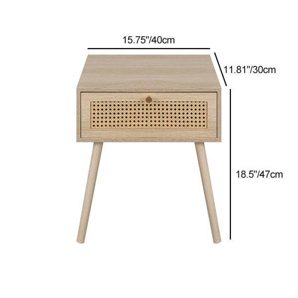 Contemporary Simplicity Rectangular Solid Wood Nightstand Drawer For Bedroom - Image 4
