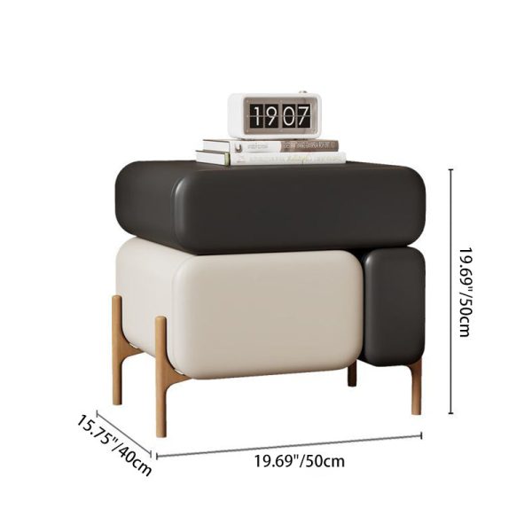 Contemporary Nordic Microfiber Leather Veneered Solid Wood Cube Nightstand 3-Drawer For Bedroom - Image 4