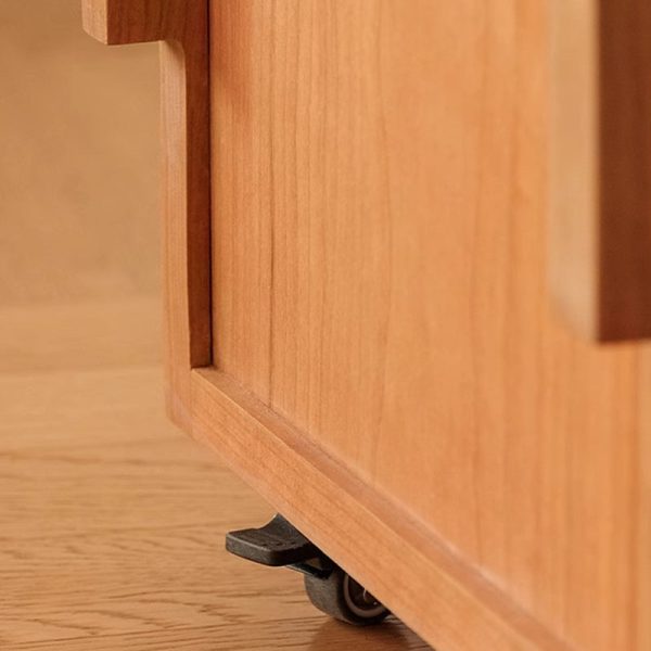 Traditional Japanese Solid Wood Glass Square Movable Nightstand Drawer Storage Shelf For Bedroom - Image 15