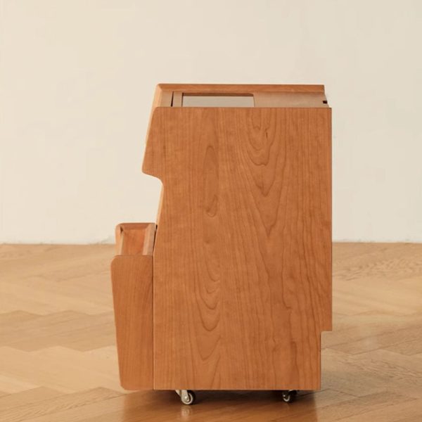 Traditional Japanese Solid Wood Glass Square Movable Nightstand Drawer Storage Shelf For Bedroom - Image 17