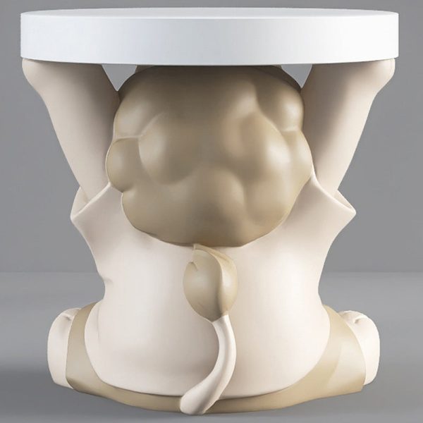 Contemporary Creative Animal Lion Resin Fiberglass Round Top Side Table For Living Room - Image 8
