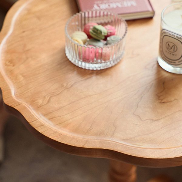 Traditional Japanese Cherry Wood Flower Shape Coffee Table For Living Room - Image 6