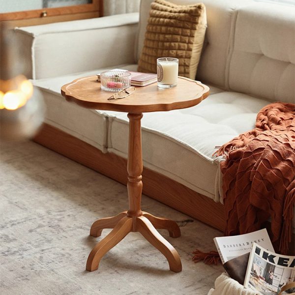 Traditional Japanese Cherry Wood Flower Shape Coffee Table For Living Room - Image 3
