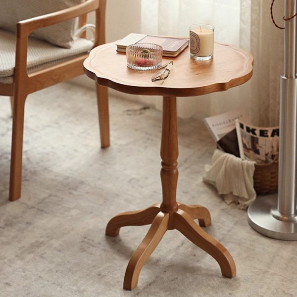 Traditional Japanese Cherry Wood Flower Shape Coffee Table For Living Room - Image 12