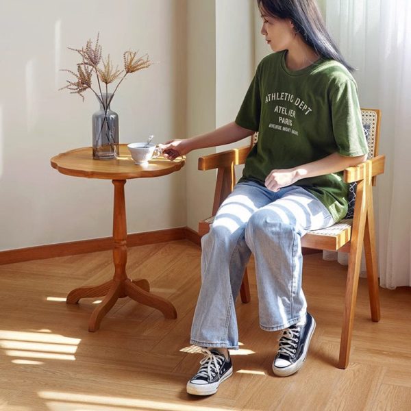 Traditional Japanese Cherry Wood Flower Shape Coffee Table For Living Room - Image 15