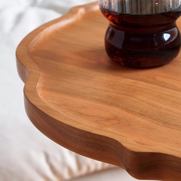 Traditional Japanese Cherry Wood Flower Shape Coffee Table For Living Room - Image 8