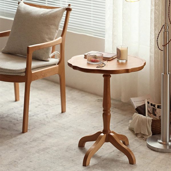 Traditional Japanese Cherry Wood Flower Shape Coffee Table For Living Room - Image 13