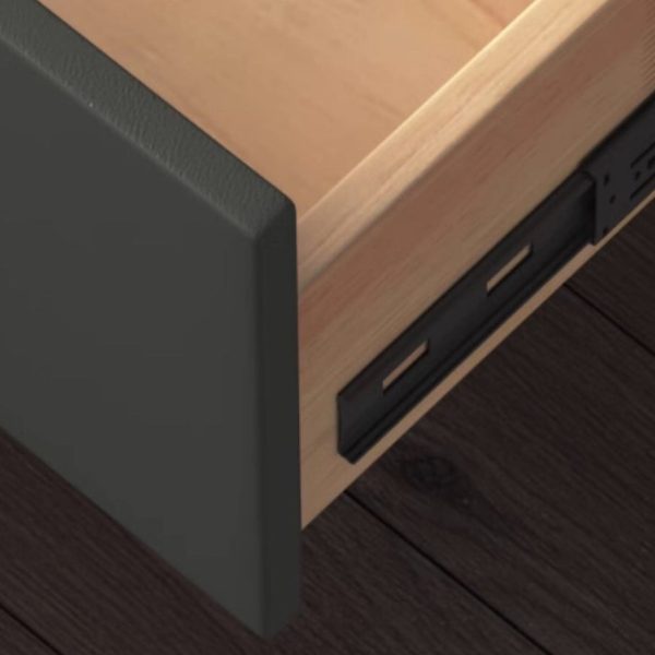 Contemporary Luxury Rectangular Tempered Glass Top Leather Veneered Solid Wood Frame Nightstand 1-Drawer For Bedroom - Image 7